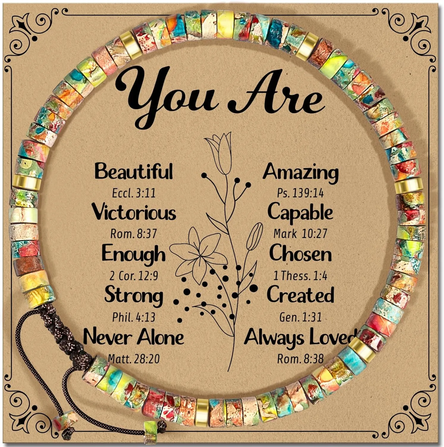 Inspirational Gifts Bracelets for Women Healing Natural Stone Bracelets - Get Well Soon Gifts for Women Best Friends Sister Girls - Life is Tough But So are You Bracelet