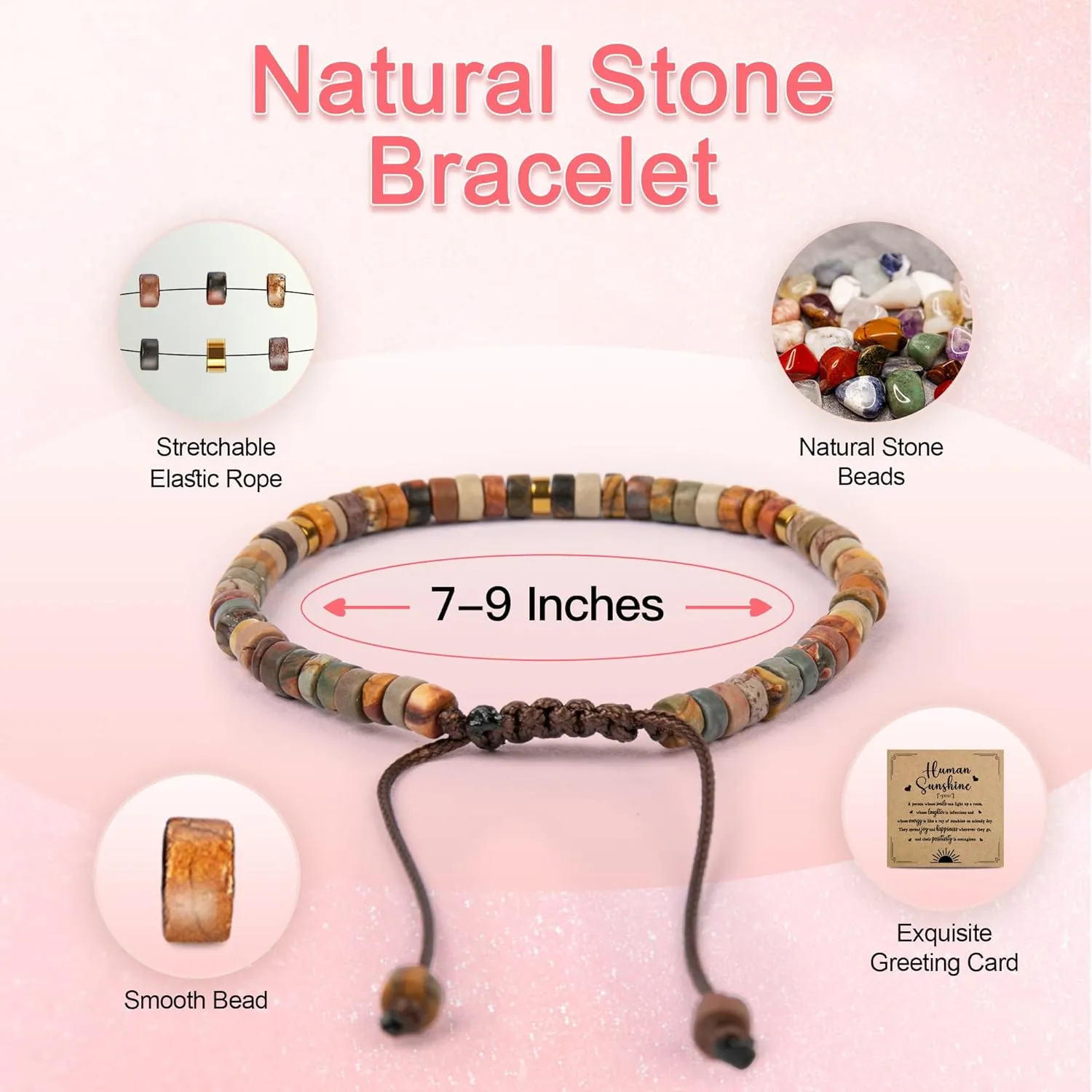 Inspirational Gifts Bracelets for Women Healing Natural Stone Bracelets - Get Well Soon Gifts for Women Best Friends Sister Girls - Life is Tough But So are You Bracelet