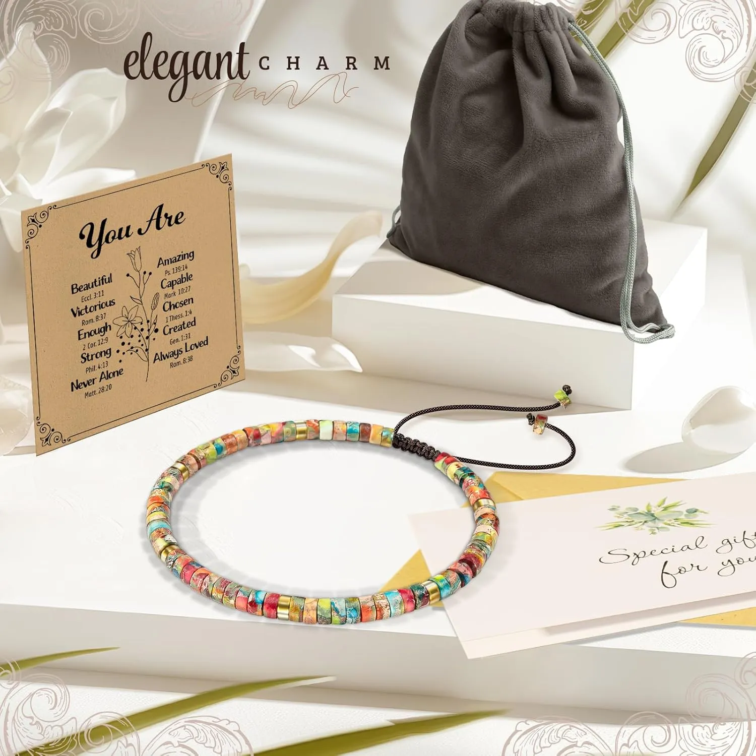 Inspirational Gifts Bracelets for Women Healing Natural Stone Bracelets - Get Well Soon Gifts for Women Best Friends Sister Girls - Life is Tough But So are You Bracelet