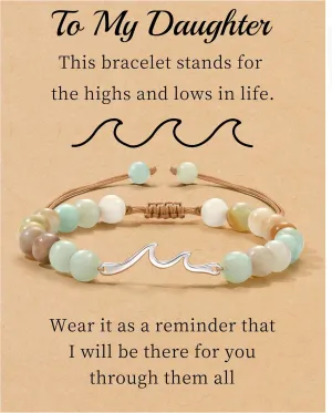 Inspirational Gifts for Women, Wave Bracelet Encouragement Gifts, Natural Stone Beaded Bracelets Life Is Tough Cheer Up Spiritual Thoughtful Get Weel Gifts Birthday Mothers Day Jewelry