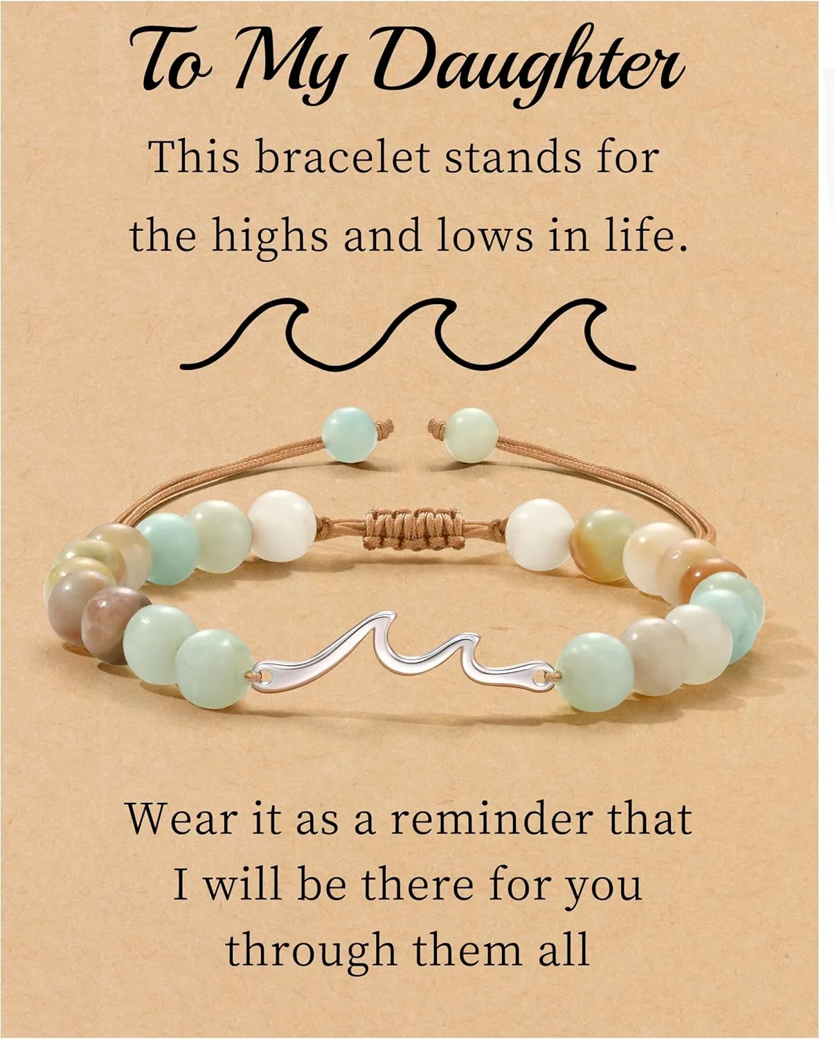 Inspirational Gifts for Women, Wave Bracelet Encouragement Gifts, Natural Stone Beaded Bracelets Life Is Tough Cheer Up Spiritual Thoughtful Get Weel Gifts Birthday Mothers Day Jewelry