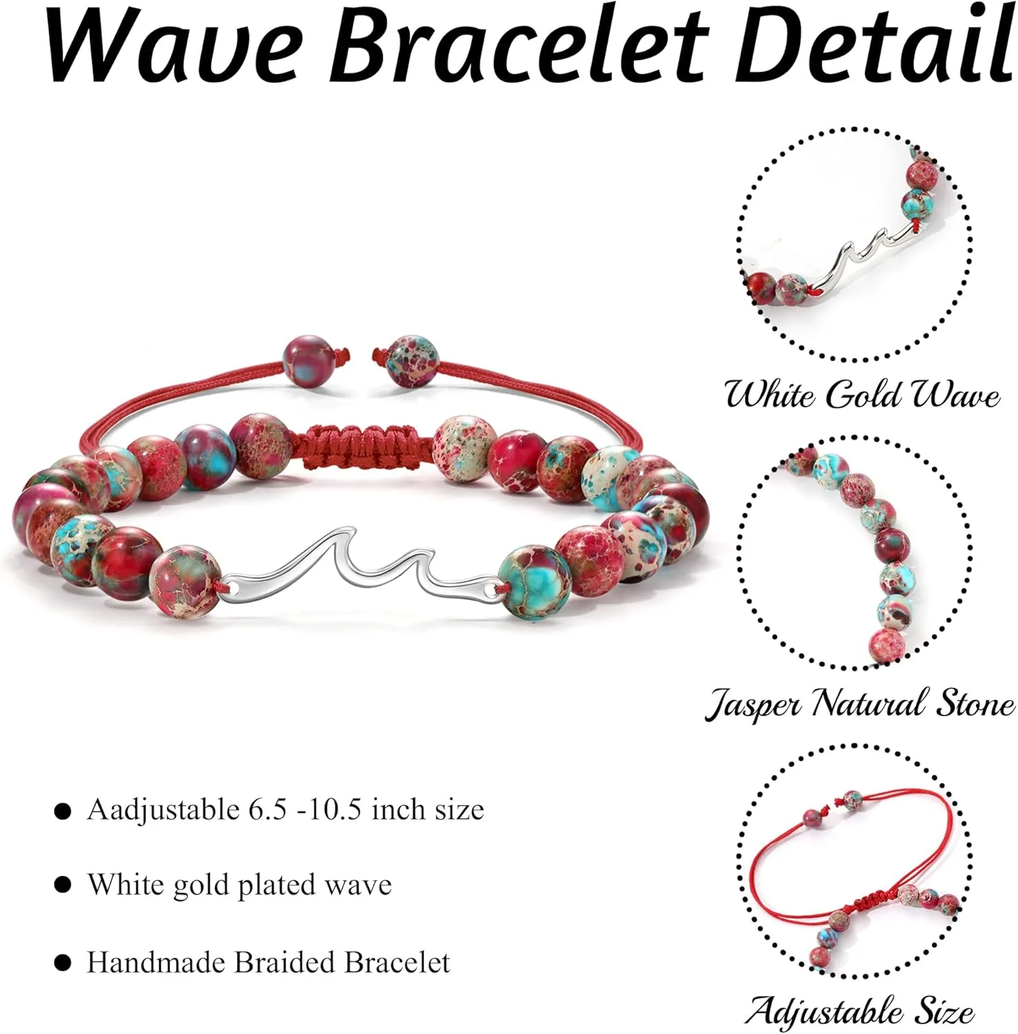Inspirational Gifts for Women, Wave Bracelet Encouragement Gifts, Natural Stone Beaded Bracelets Life Is Tough Cheer Up Spiritual Thoughtful Get Weel Gifts Birthday Mothers Day Jewelry