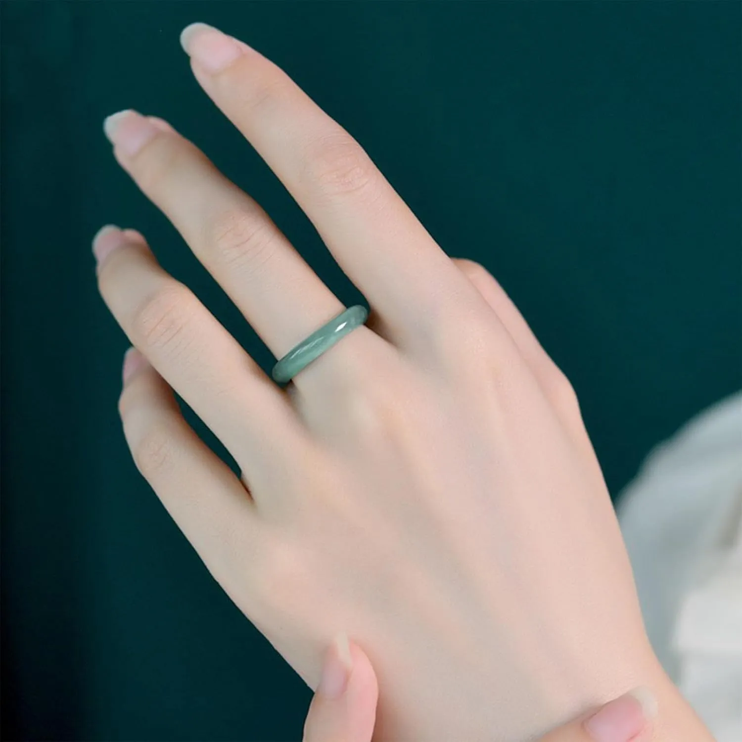 Jade Ring Sky blue Good Luck Girl Jewelry Gift (with Certificate And Gift Box)