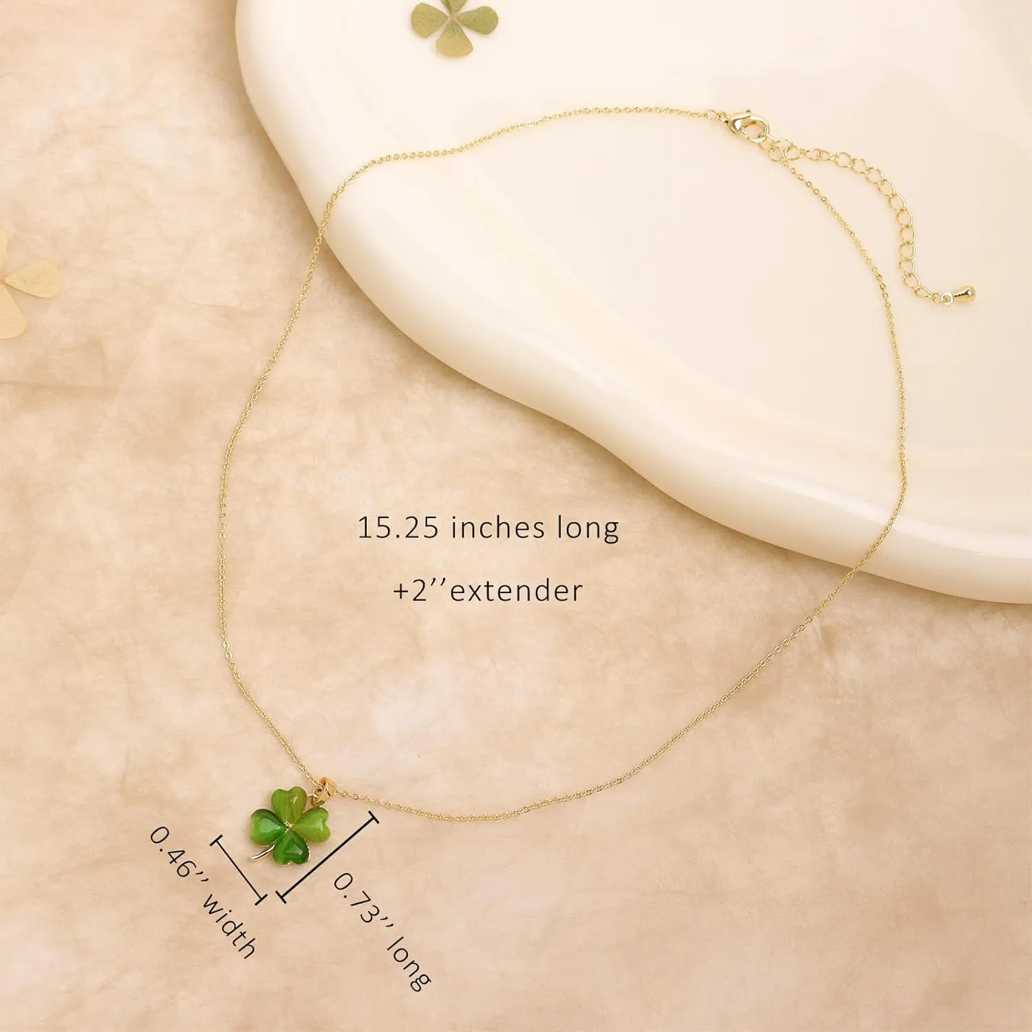 Jean Beau Lucky Clover Necklaces for Women Teen Cute Gold Four Leaf Clover Pendant Necklace Dainty Chain Choker Prom Wedding Accessories Jewelry Gift