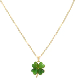 Jean Beau Lucky Clover Necklaces for Women Teen Cute Gold Four Leaf Clover Pendant Necklace Dainty Chain Choker Prom Wedding Accessories Jewelry Gift