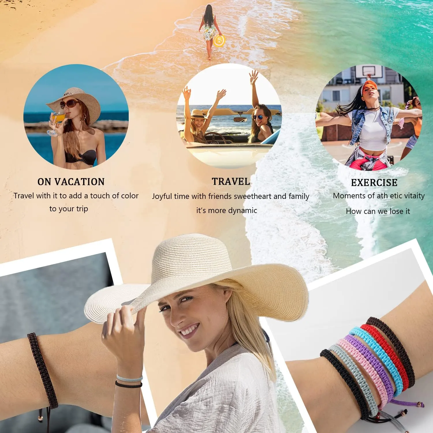 JENDEAR SHINE Braided Rope Bracelet Ladies Men, Birthday Friendship Couple Gifts Handmade Jewelry