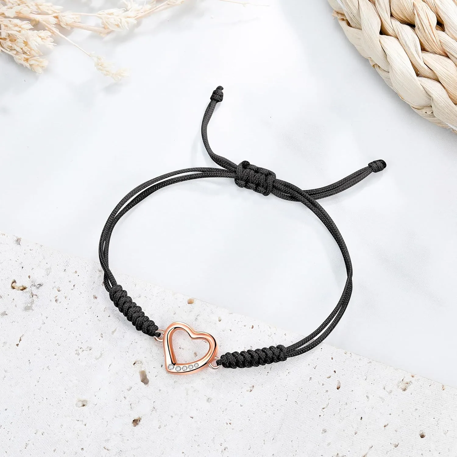 JENDEAR SHINE Rope Bracelet for Women, Hand Braided Rope Chain Adjustable, Birthday Friendship Graduation Gift for Women Girls Sisters Friends