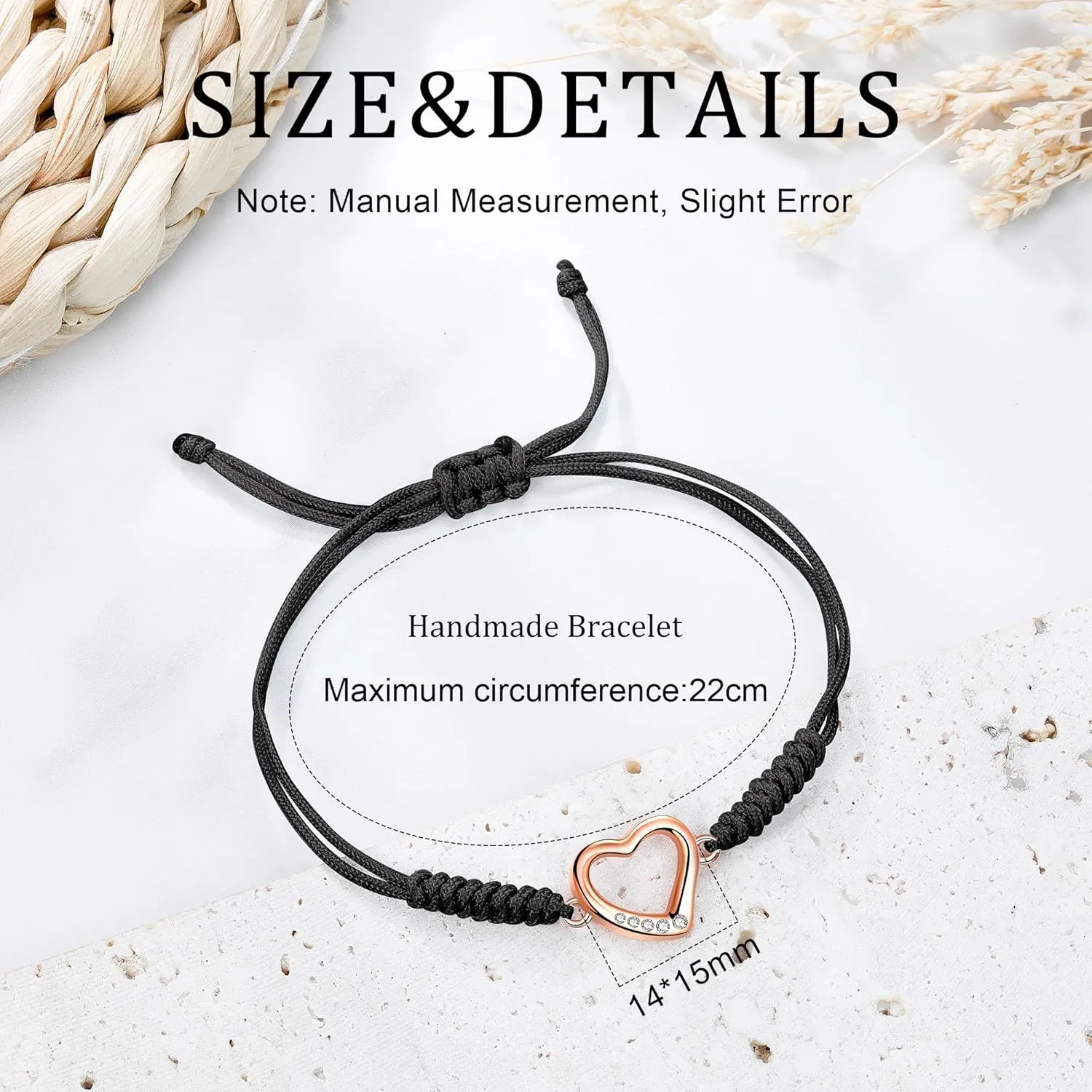 JENDEAR SHINE Rope Bracelet for Women, Hand Braided Rope Chain Adjustable, Birthday Friendship Graduation Gift for Women Girls Sisters Friends