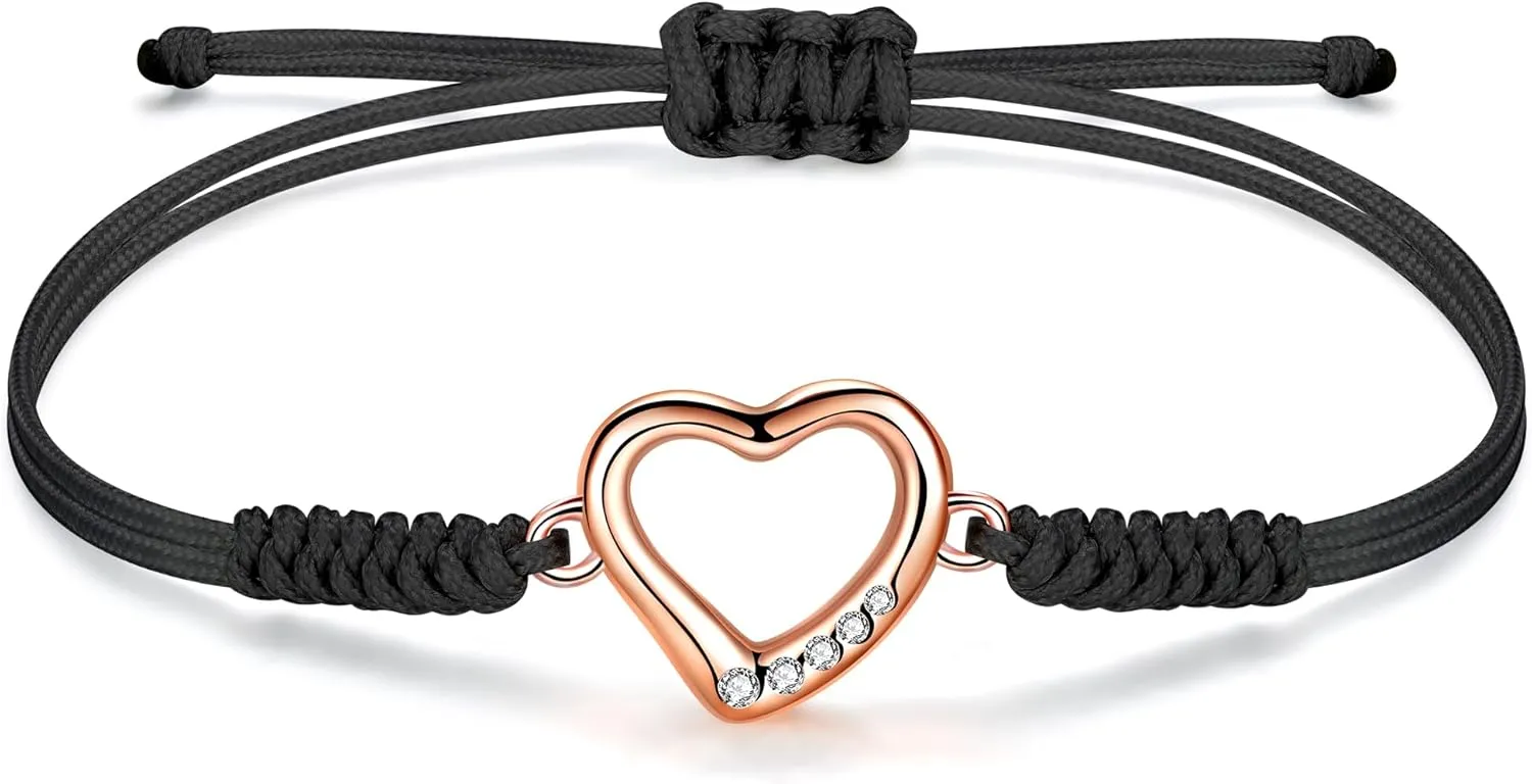 JENDEAR SHINE Rope Bracelet for Women, Hand Braided Rope Chain Adjustable, Birthday Friendship Graduation Gift for Women Girls Sisters Friends