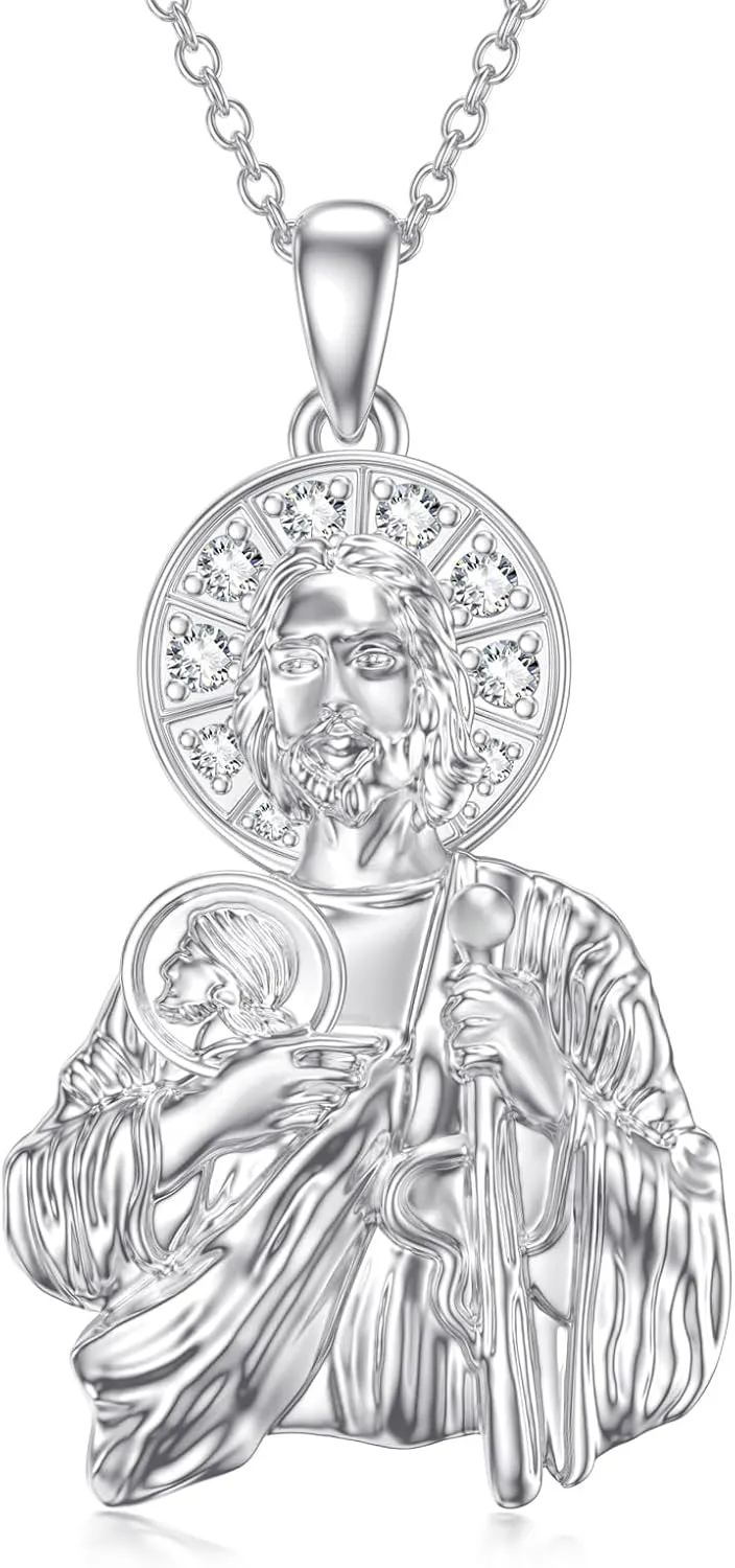 Jesus Necklace 925 Sterling Silver Jesus Necklaces for Women Jesus Pendant With Moissanite Jewelry Gifts for Mom