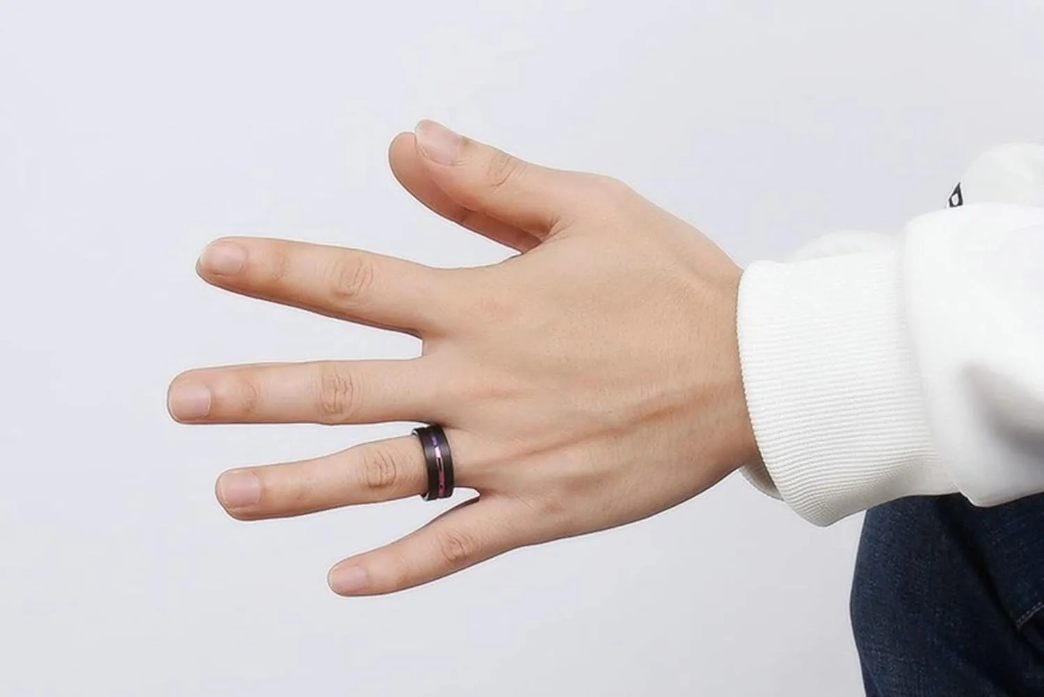 Jewelry for Women Black Ring Cubic Zirconia Matte Colorful Line, Black Zircon Round Stainless Steel Women Rings Tungsten Steel Mens Rings