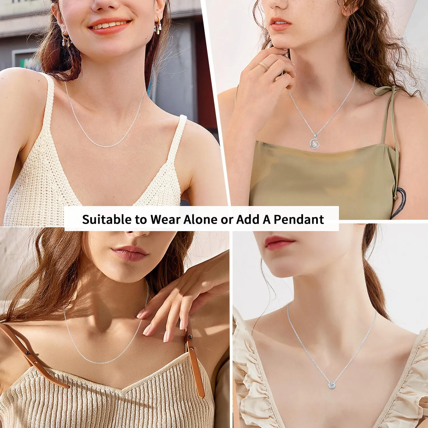 Jewlpire Italian Real 925 Sterling Silver Chain Necklace for Women, 1.2mm Cable Chain Sturdy & Shiny Women's Chains Necklaces 16 18 20 22 24 Inch