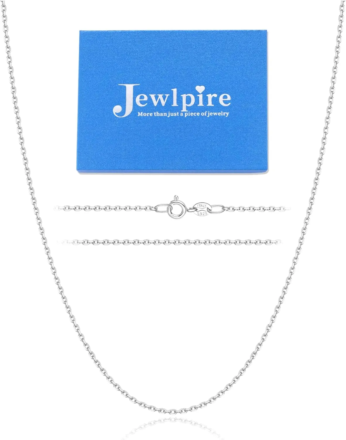 Jewlpire Italian Real 925 Sterling Silver Chain Necklace for Women, 1.2mm Cable Chain Sturdy & Shiny Women's Chains Necklaces 16 18 20 22 24 Inch