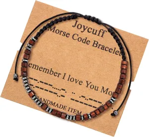 JoycuFF Inspirational Morse Code Bracelets for Women Christmas Birthday Gifts for Her Secret Message Funny Jewelry with Wood Beads for Friend Husband Boy Teens Girlfriend