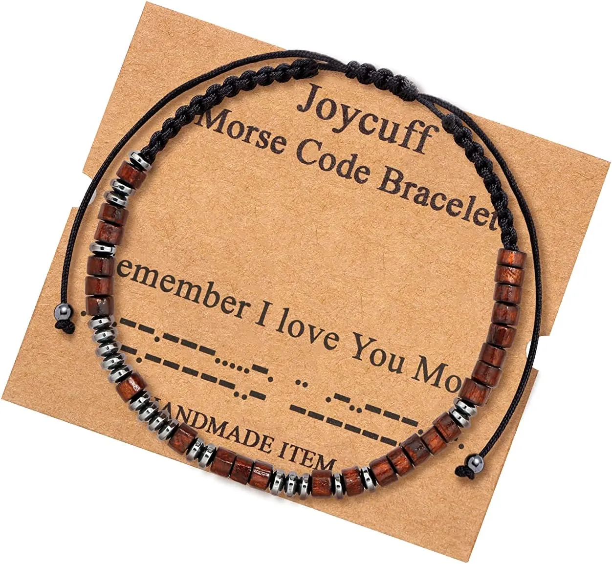 JoycuFF Inspirational Morse Code Bracelets for Women Christmas Birthday Gifts for Her Secret Message Funny Jewelry with Wood Beads for Friend Husband Boy Teens Girlfriend