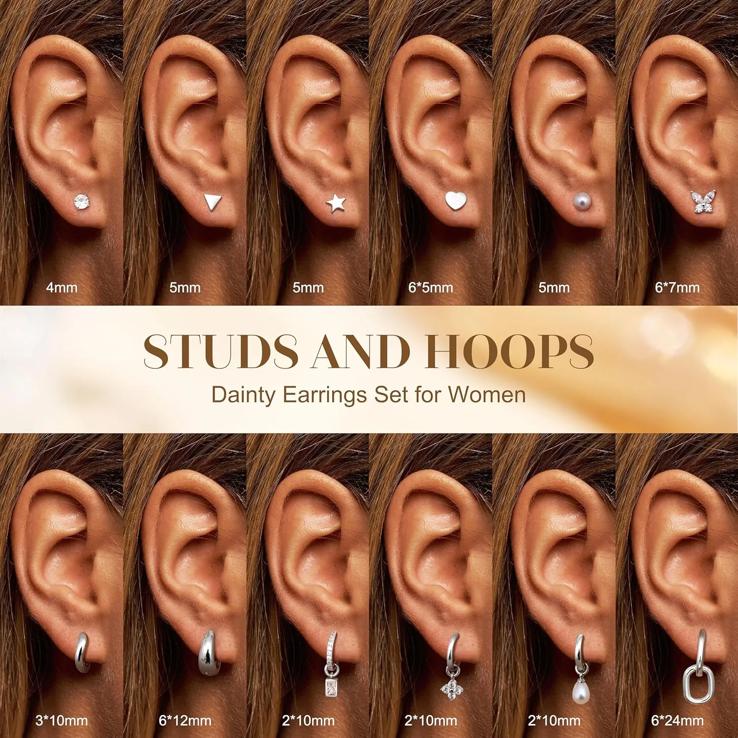Jstyle Small Gold Hoops Earrings for Women 14K Gold Plated Huggie Hoop Earrings Lightweight Hypoallergenic Stud Earrings Set with Cubic Zirconia Pearl Charm Set-Earrings Stacks for Women No Tarnish