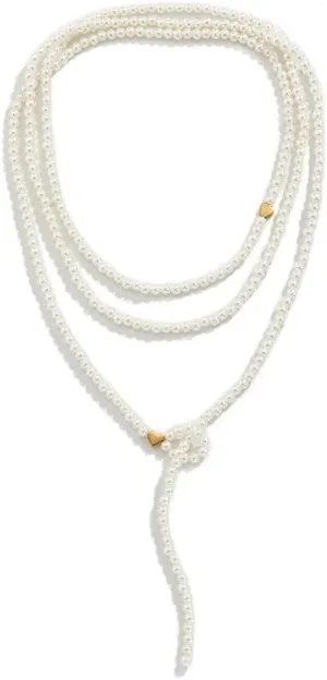 Jumwrit Pearl Choker Necklace Layered Long Pearl Necklace Dainty Y Necklace Heart Love Necklace Art Deco Pearl Necklace Costume Accessories for Women