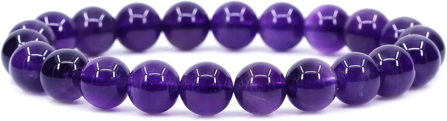 Keleny Gem Semi Precious Gemstones 8mm Round Beads Crystal Stretch Bracelets 7 Inch Unisex