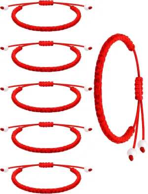 Kigeli 6 Pieces Bracelet for Protection Women Kabbalah Bracelet Adjustable String Braided Knot Bracelets Gifts for Good Luck, Friendship, Birthday, Lovers(Red)
