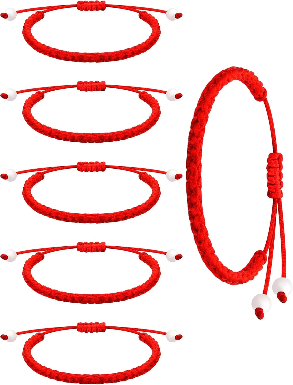 Kigeli 6 Pieces Bracelet for Protection Women Kabbalah Bracelet Adjustable String Braided Knot Bracelets Gifts for Good Luck, Friendship, Birthday, Lovers(Red)
