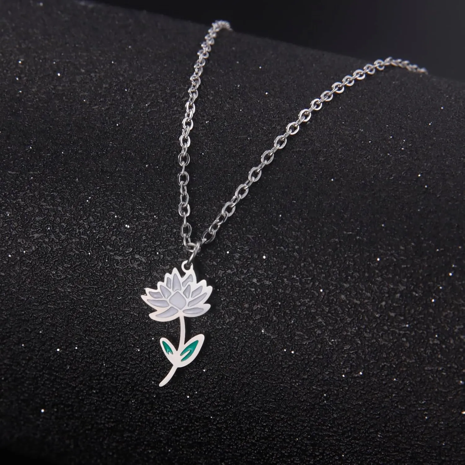 kkjoy Birth Month Flower Necklace Stainless Steel 12 Month Birthday Flower Drip Oil Pendant Necklace Best Friend Necklace Jewellery Gifts for Women