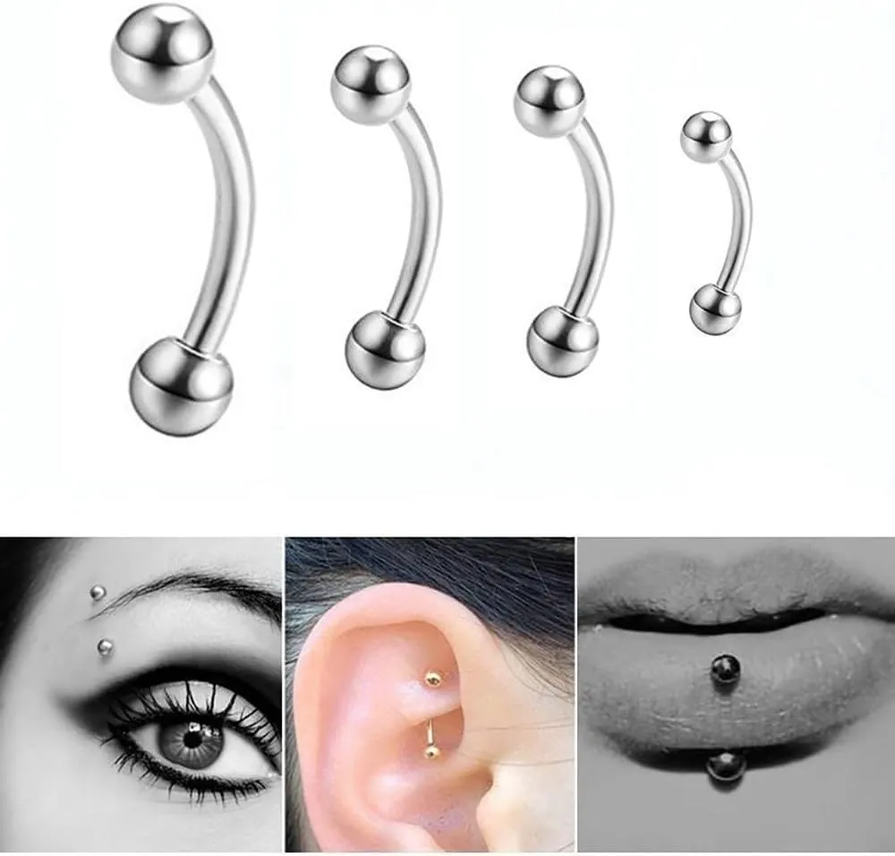 Kokoma 60 Pcs Body Piercing Kit Jewelry 16G Nose Rings Lip Studs Tongue Rings Stainless Steel Cartilage Earrings Tragus Eyebrow Industrial Barbell Belly Rings Body Piercing Jewelry Lot