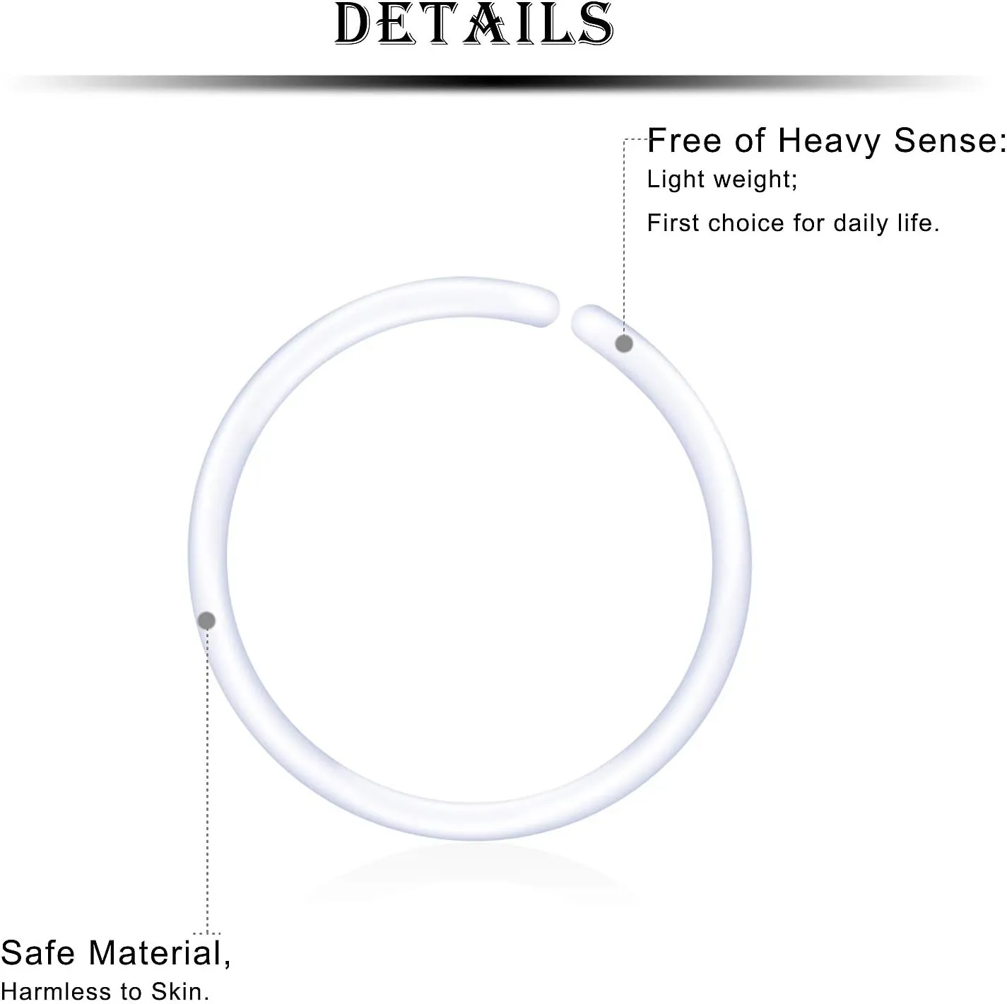 Kridzisw 22G Clear Plastic Nose Rings Hoop Piercing Retainer for Surgery Acrylic Flexible Hypoallergenic Tragus Cartilage Helix Daith Rook Earrings Hoops for Work Sport Women Men 8mm 5/16 inch