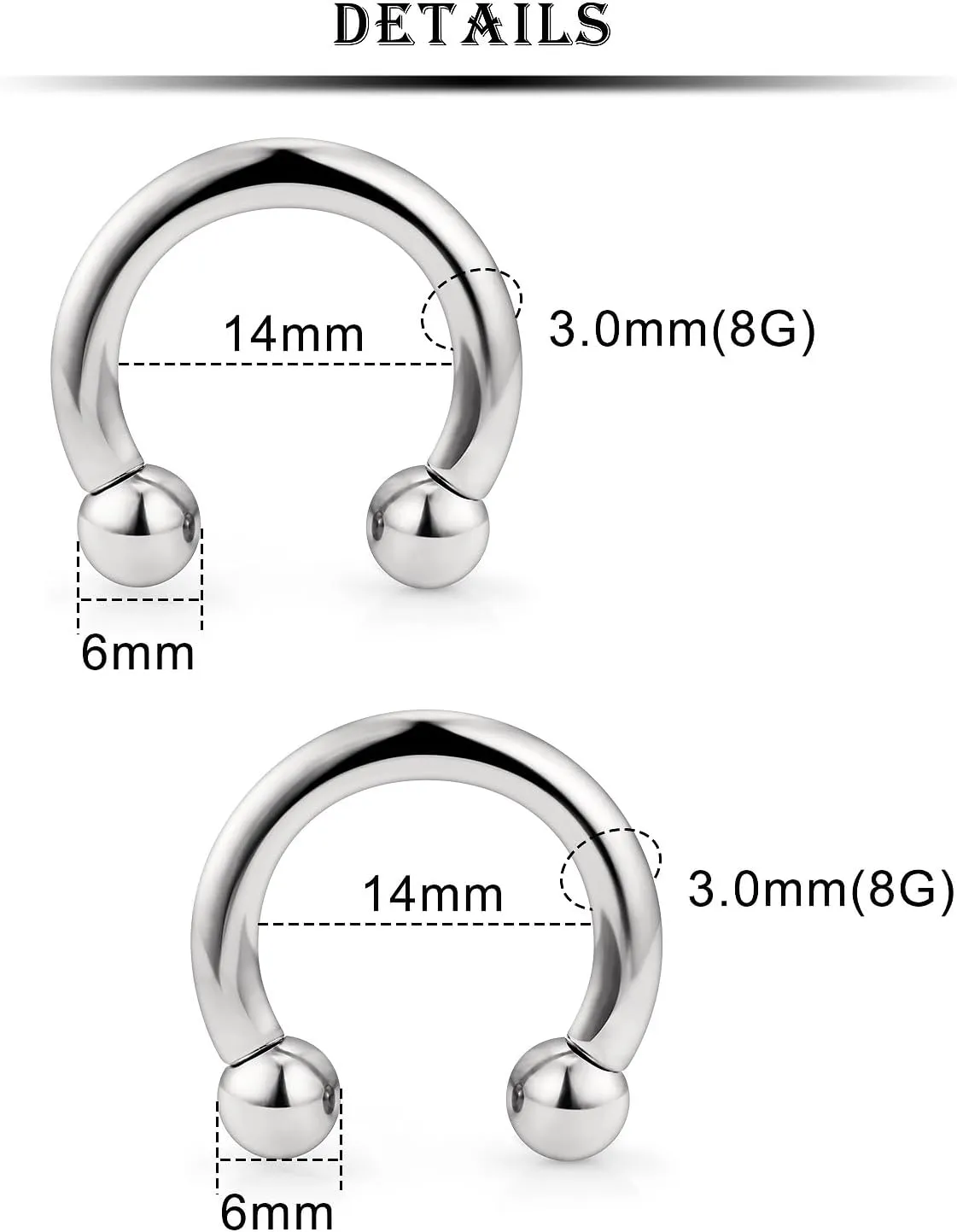 Kridzisw 8G 6G 4G 2G Titanium Septum Ring Gauges Earring Stretching kit Hypoallergenic Lobe Hoop Earring Medical Implant Grade Large Septum Nose Ring Piercing Jewelry for Women Men