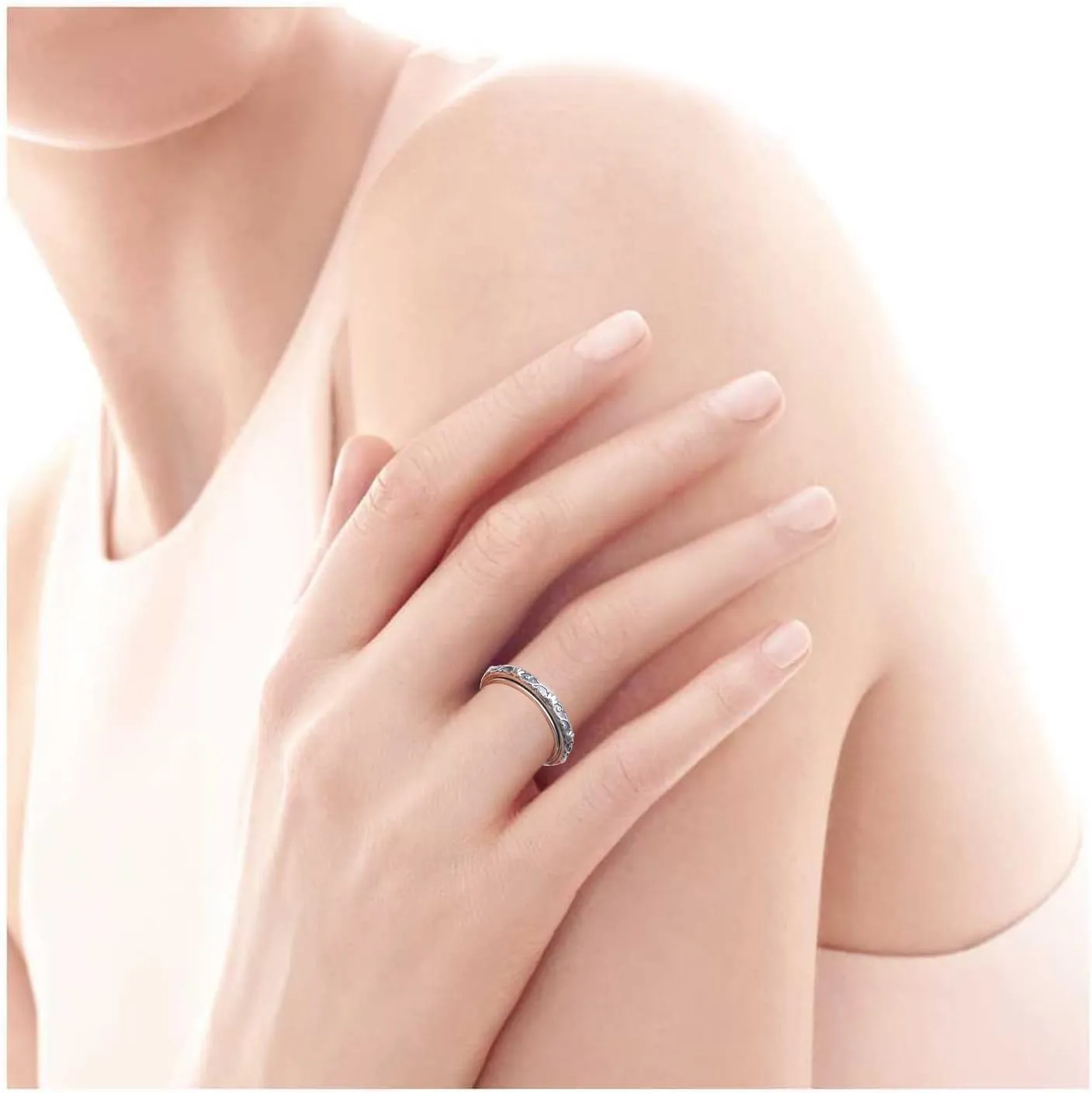 Ladytree Anxiety Relieve Rings 925 Sterling Silver Spinner Fidget Ring Worry Stress Relieving Boredom ADHD Autism Ring Platinum Plated Jewelry Birthday Gifts for Women Men