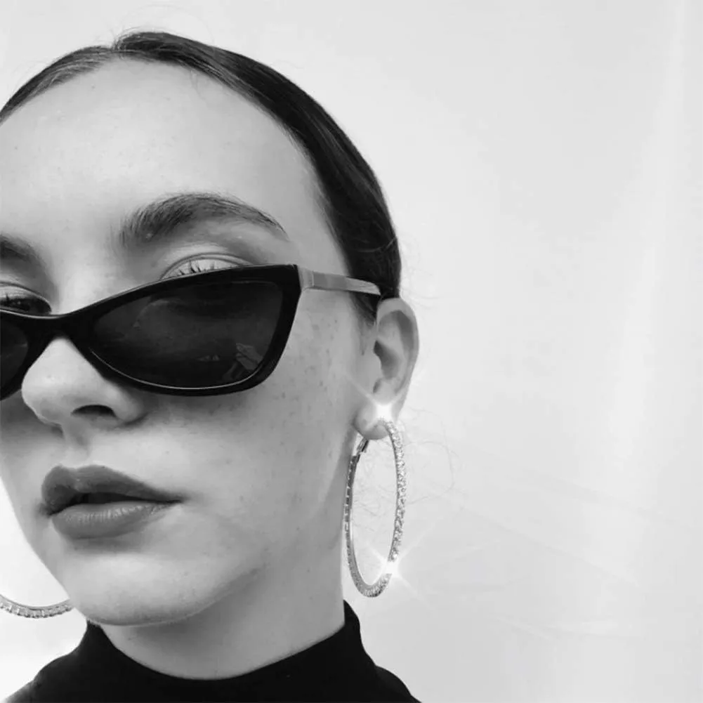 Large Rhinestone Hoop Earrings Shining Crystal Big Hoop Dangle Earrings Jewelry for Women 60mm/80mm/90mm/100mm