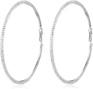 Large Rhinestone Hoop Earrings Shining Crystal Big Hoop Dangle Earrings Jewelry for Women 60mm/80mm/90mm/100mm