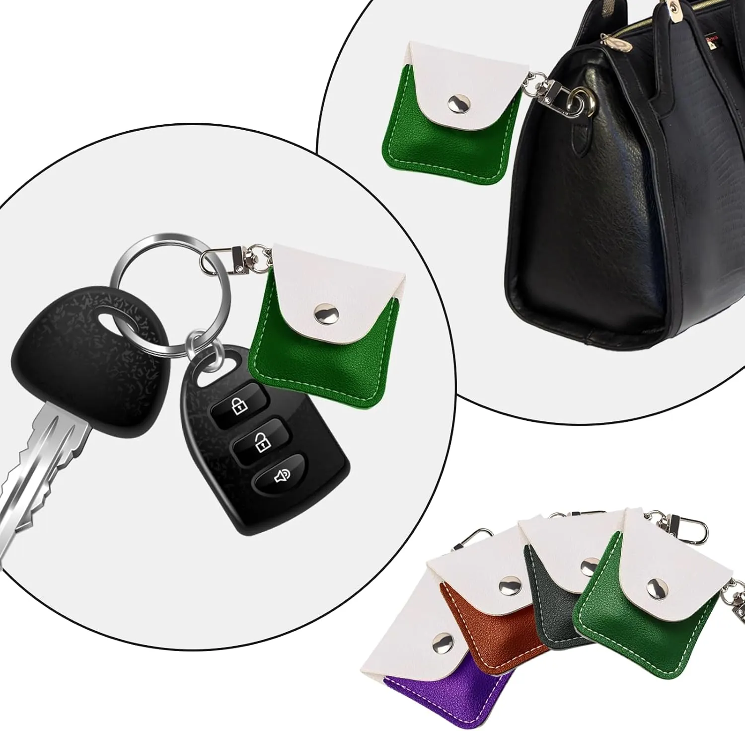 Leather Ring Holder Keychain for Gym, Portable Jewelry Travel Ring Keeper Case for Wedding ring and Necklaces
