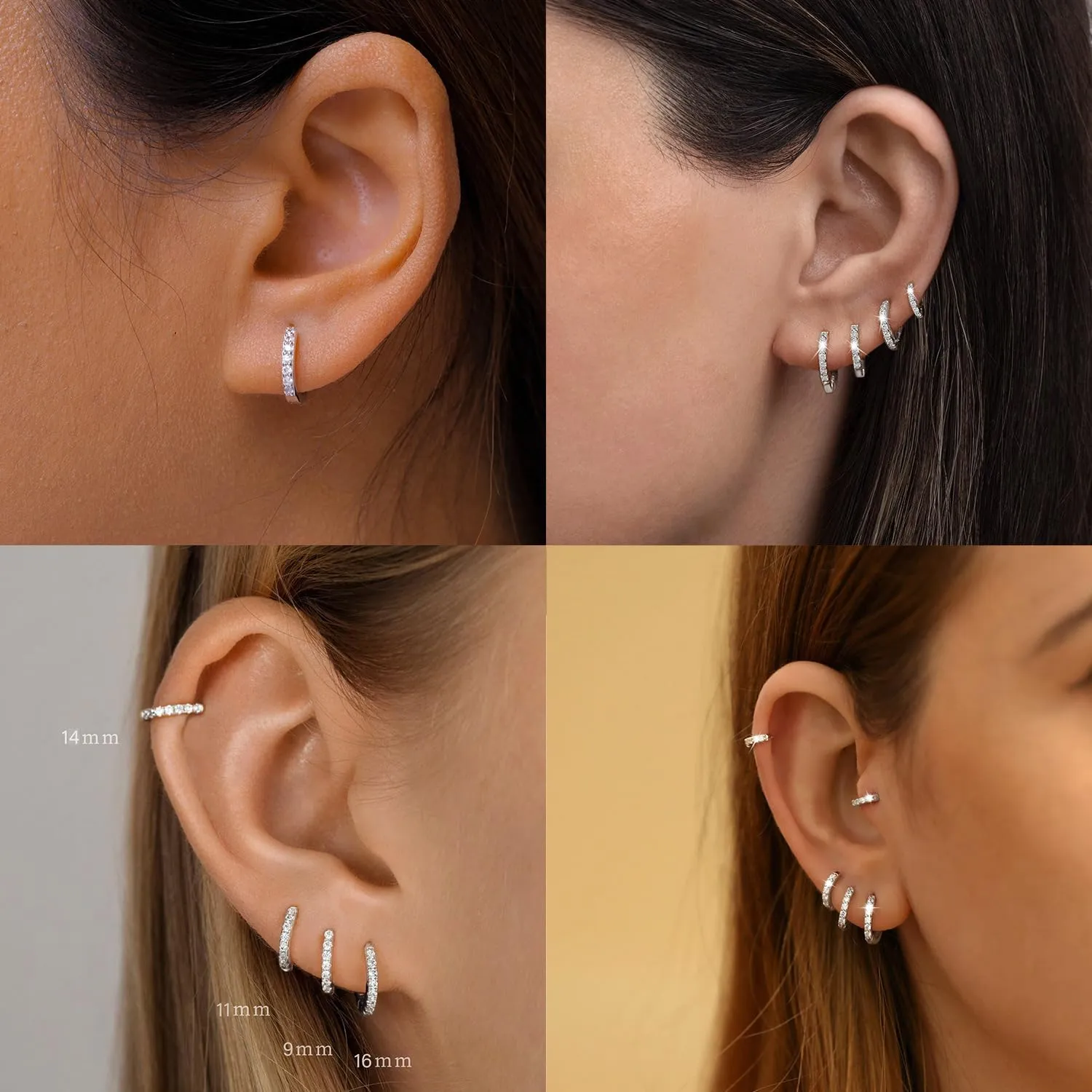 LEXODY Silver Hoop Earrings Set for Women, Lightweight Small Sterling Silver/Gold Hoop Huggie Earrings Multiple Piercing Hypoallergenic Cartilage Earrings for Women Trendy Jewelry Gifts