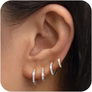 LEXODY Silver Hoop Earrings Set for Women, Lightweight Small Sterling Silver/Gold Hoop Huggie Earrings Multiple Piercing Hypoallergenic Cartilage Earrings for Women Trendy Jewelry Gifts