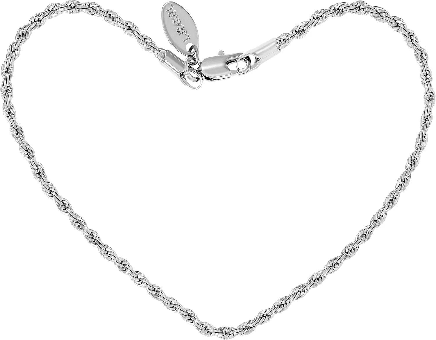 LIFETIME JEWELRY Womens 2mm Rope Chain Bracelet 24k Real Gold Plated