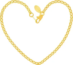 LIFETIME JEWELRY Womens Gold Anklet 2.6mm Mariner Ankle Bracelet 24k Gold Plated