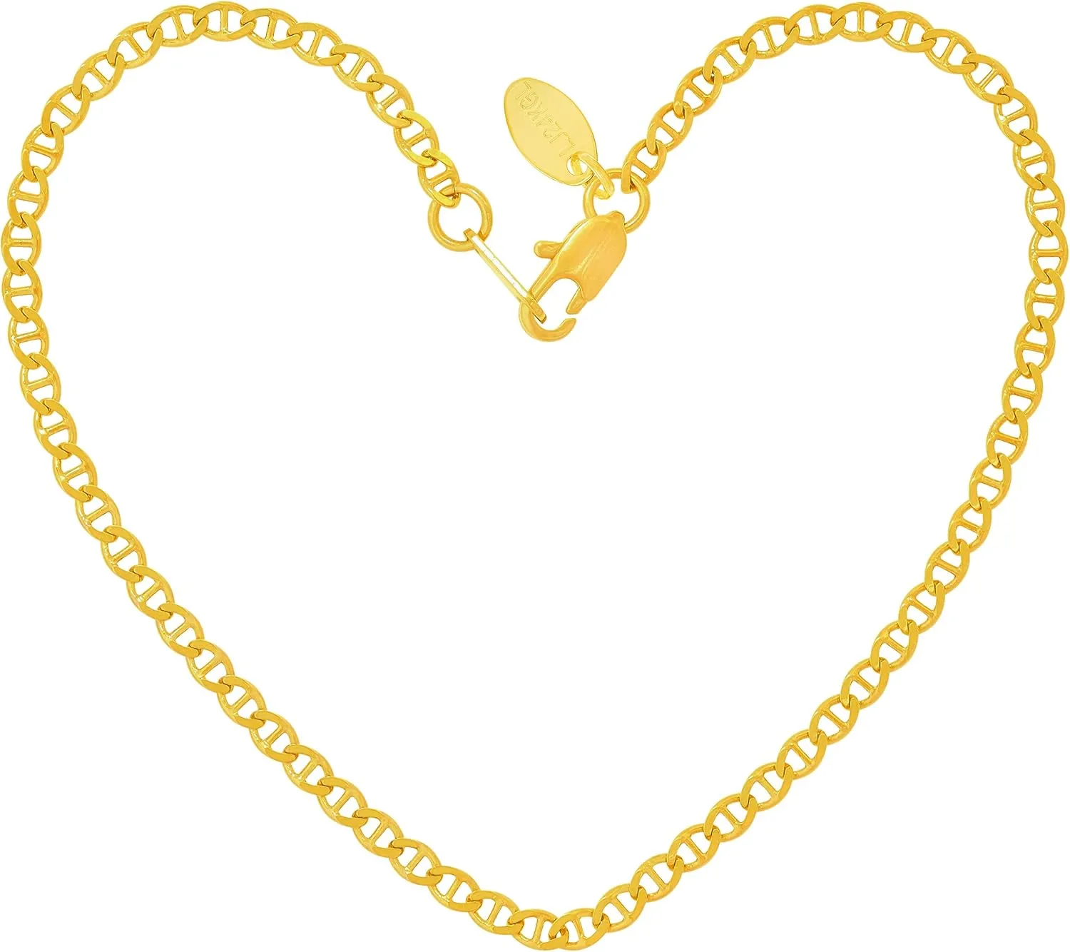 LIFETIME JEWELRY Womens Gold Anklet 2.6mm Mariner Ankle Bracelet 24k Gold Plated