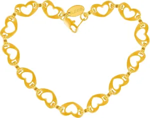 LIFETIME JEWELRY Womens Gold Anklet Flat Heart Link Ankle Bracelet 24k Gold Plated