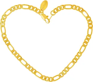 LIFETIME JEWELRY Womens Gold Anklet Swiss Cut Figaro Ankle Bracelet 24k Real Gold Plated (4mm and 5mm)