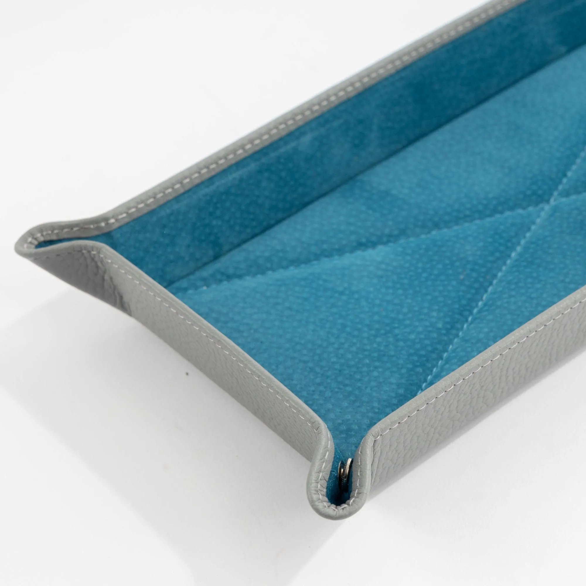 Light Grey Leather & Cobalt Suede Large Travel Tray