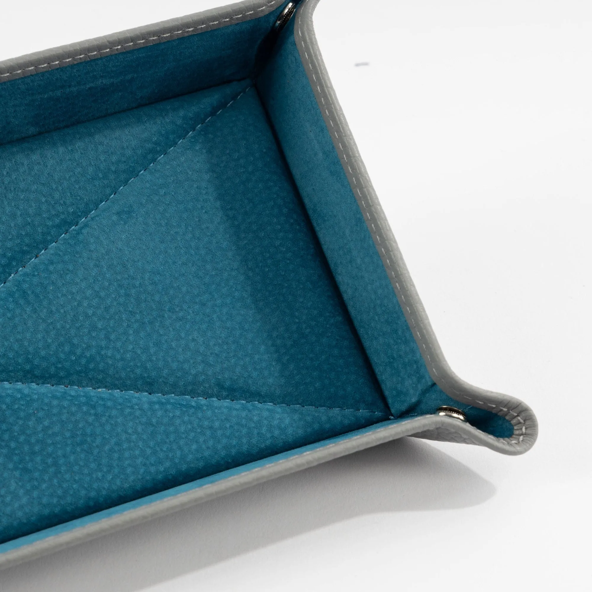 Light Grey Leather & Cobalt Suede Large Travel Tray