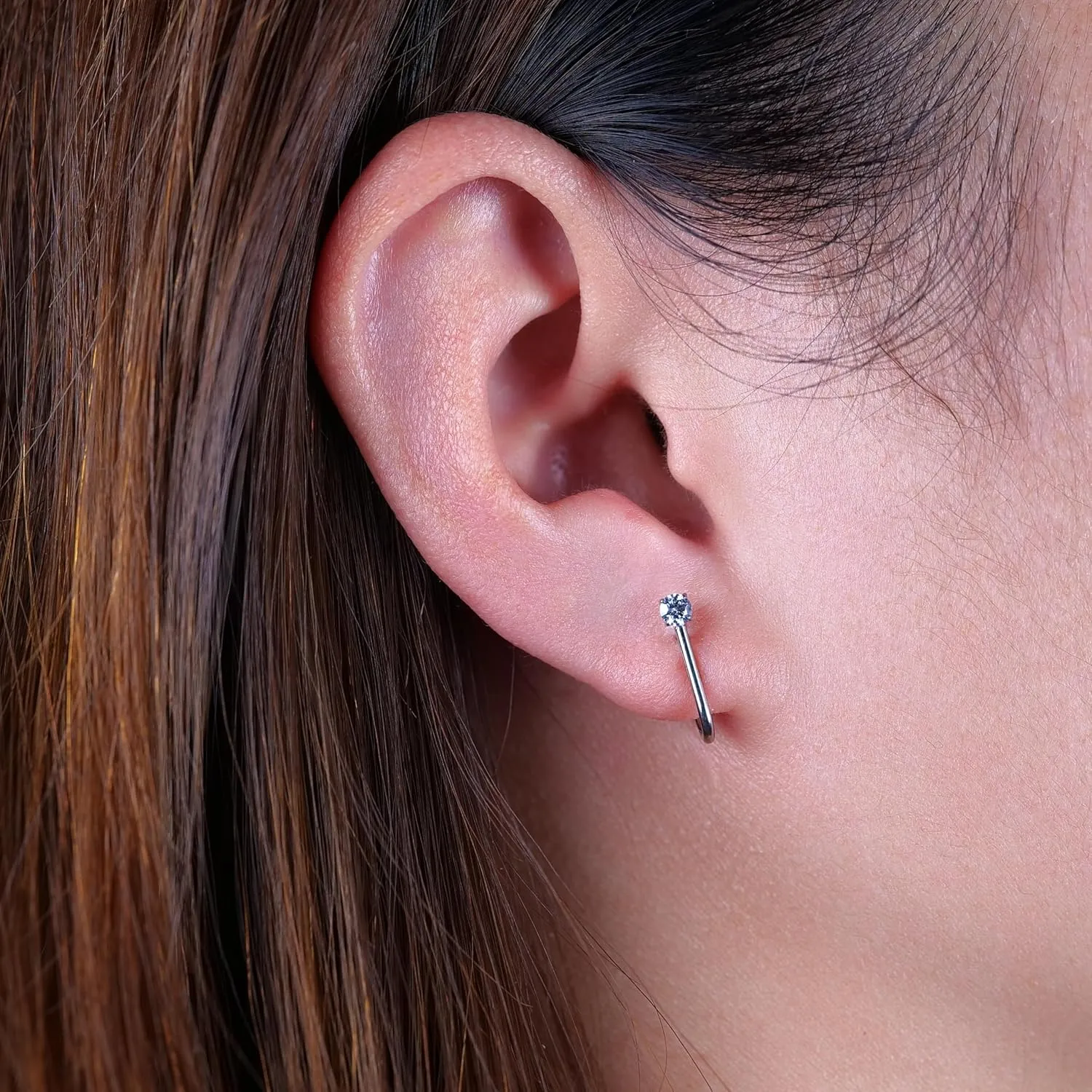 Limerencia F136 Hypoallergenic Pure Titanium Earrings for Women, G23 Implant Grade 5A Cubic Zirconia Open Hoops, Cartilage Stud Earrings Trendy Jewelry for Sensitive Ears