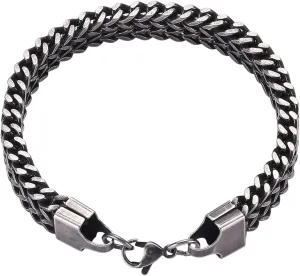 Link Bracelet for Men, Men's Silver Bracelets Retro Style Friendship Bracelet String Pu Leather