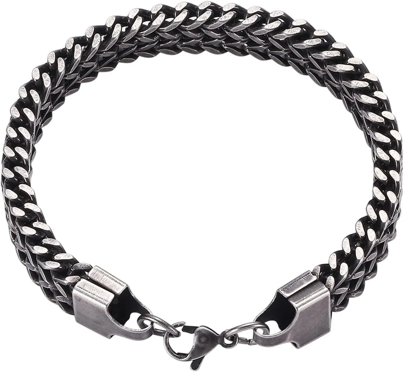 Link Bracelet for Men, Men's Silver Bracelets Retro Style Friendship Bracelet String Pu Leather