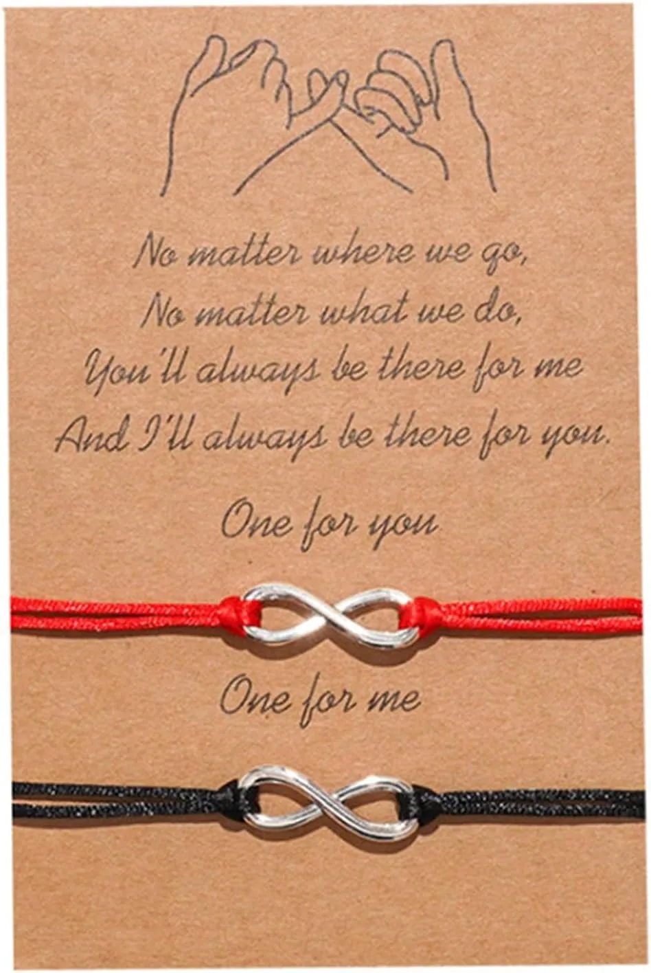 LKEEP Pinky Promise Bracelets Friendship Couple Distance Matching Bracelet with Message Card for Her 2 PiecesValentine's Day Gifts