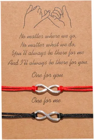 LKEEP Pinky Promise Bracelets Friendship Couple Distance Matching Bracelet with Message Card for Her 2 PiecesValentine's Day Gifts