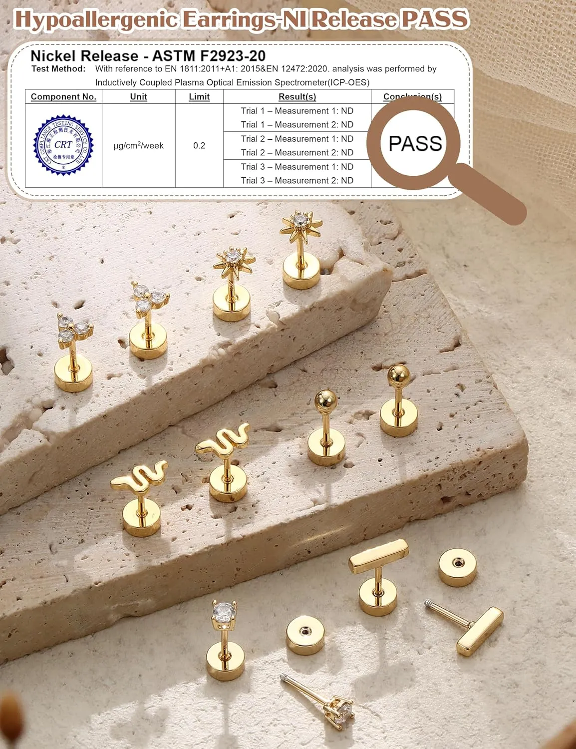 LOLIAS Dainty Hypoallergenic Flat Back Stud Earrings for Women Trendy | 14K Gold Filled Cartilage Earring Helix Conch Tragus Piercing Jewelry | Small Surgical Stainless Steel Earring Sets 20G