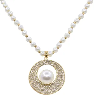 Long Crystal Flower Pendant Necklace for Women Large Rhinestone Floral Pendant Pearl Beaded Necklaces Gold Plated Sweater Statement Necklace Fashion Jewelry for Women