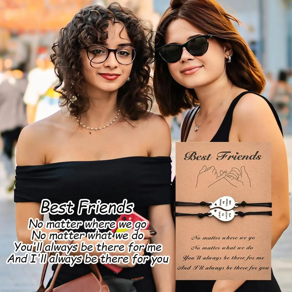 Long Distance Friendship Gifts for Women Best Friend Bracelets for 2/3 Heart Bracelet Gifts for Female Bestie Soul Sister