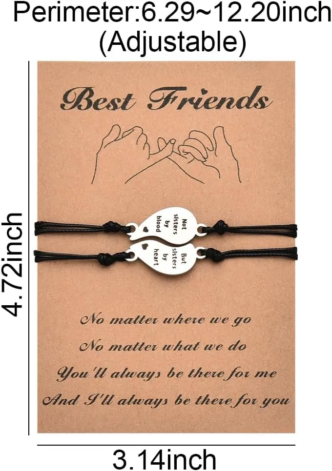 Long Distance Friendship Gifts for Women Best Friend Bracelets for 2/3 Heart Bracelet Gifts for Female Bestie Soul Sister